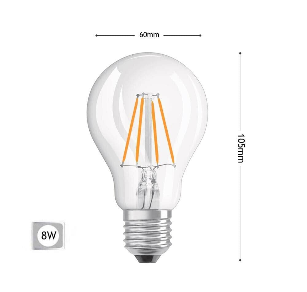 Lampadina Led Luce Calda 8w Filamento In Vetro Trasparente E27 8 W E 27 A60-t8c - 3