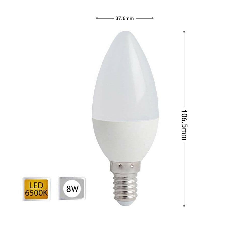 Lampadina Led 8 W Oliva Luce Bianca E14 Candela 8w E 14 C36 - 2