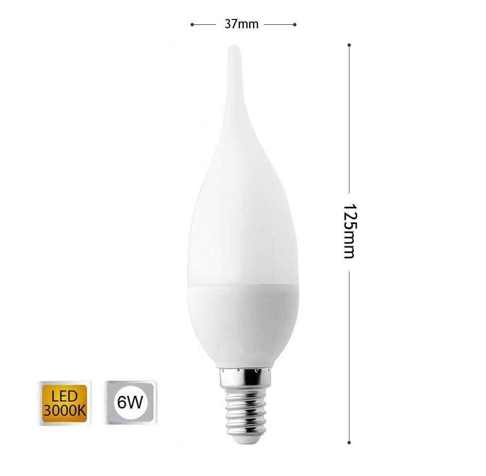Lampadina Led 6 W Soffio Colpo Di Vento Luce Calda E14 6w C37 - 2