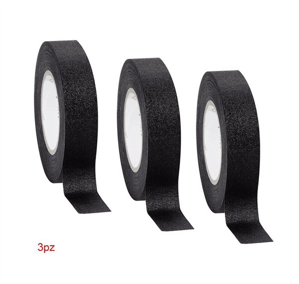 3 Rotoli Nastro Telato Isolante Per Cablaggio Cavi Elettrici Rotolo 18mm Nero - 2
