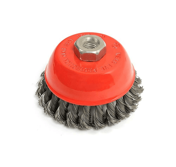 Spazzola A Tazza Fili Intrecciati In Ferro 100 Mm Per Smerigliatrice Attacco M14 - 3
