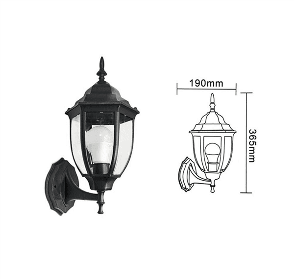Lanterna Da Giardino Lampada A Parete Nera Applique Per Esterno Stile Antico - 2