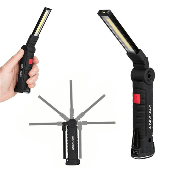 Mini Torcia Led Cob Luce Bianca Rossa Batteria Ricaricabile Base Calamitata - 4
