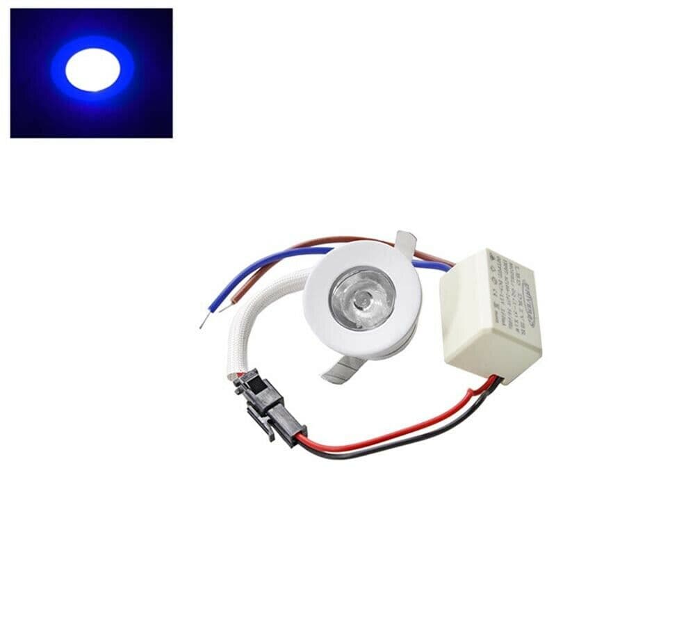 Faretto Led 1 W A Incasso Mini Punto Luce Colore Blu Bordo Bianco - 2