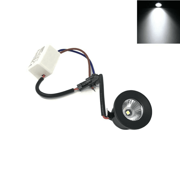 Faretto Led 1 W A Incasso Mini Punto Luce Bianca 6500 K Bordo Nero - 3