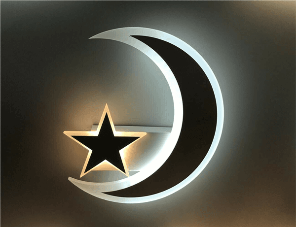 Applique A Led Da Parete Lampada Luna Luce Bianca Con Stella Luce Calda 11w - 4