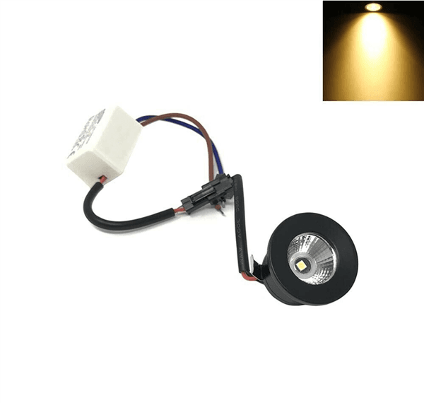 Faretto Led 1w A Incasso Mini Punto Luce Calda 3000 K Bordo Nero - 3