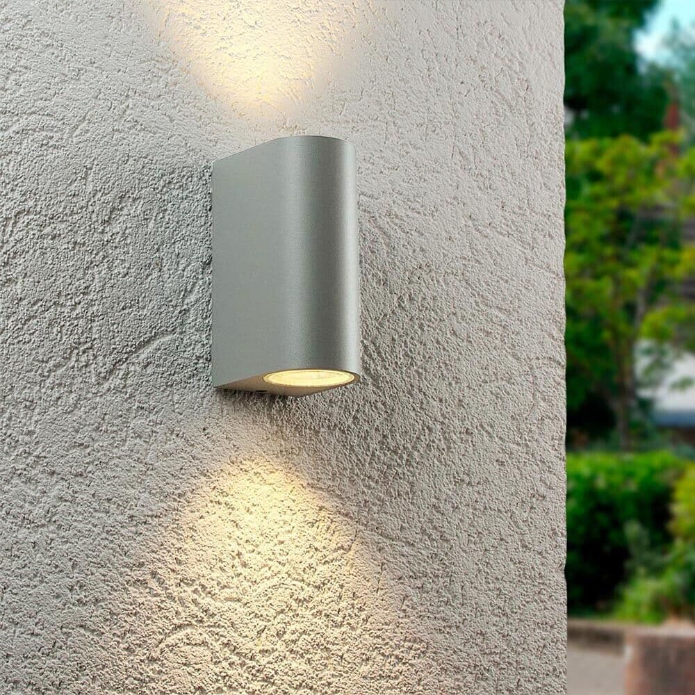 Applique Doppia Luce Lampada Da Parete Interno Esterno Porta Faretto Gu10 Es14g - 5