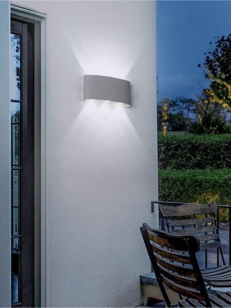 Applique Led Luce Bianca Faretto 16 W Lampada Da Parete 6 Cob Ip65 Grigio Es68gf - 3