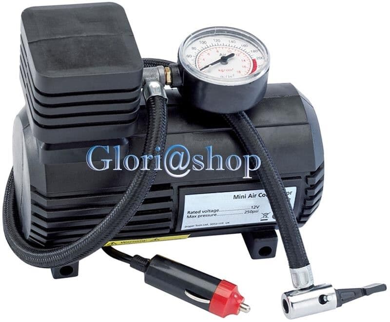 Mini Compressore 12v Manometro Gonfiaggio Pneumatici Auto Ruote Moto Bici - 2