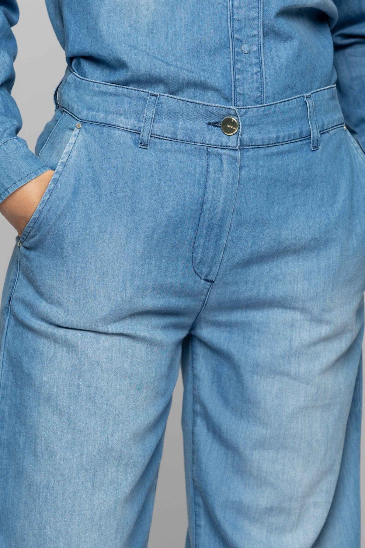 Jeans dritti a vita alta con effetto used abele - 5