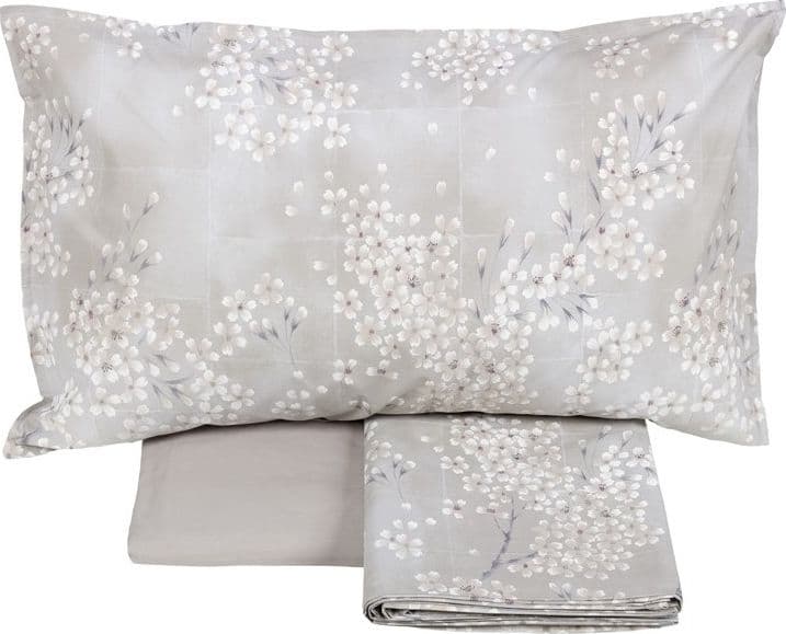 Completo lenzuola matrimoniale Kimono in percalle di puro cotone -  Fazzini – Naturale – divano
