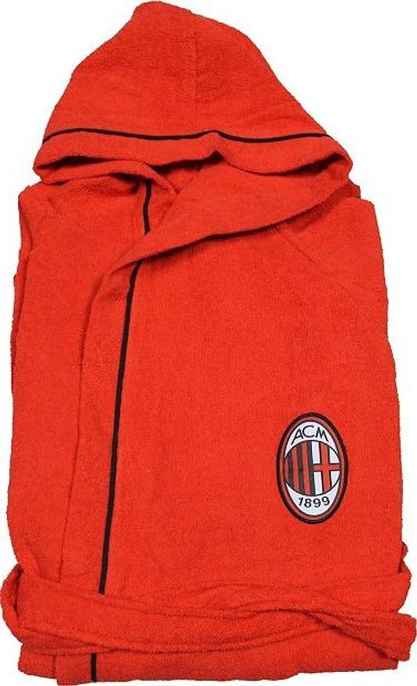 Hermet ACCAPPATOIO BAMBINI CON CAPPUCCIO UFFICIALE MILAN COLORE ROSSO MICROSPUGNA - 2