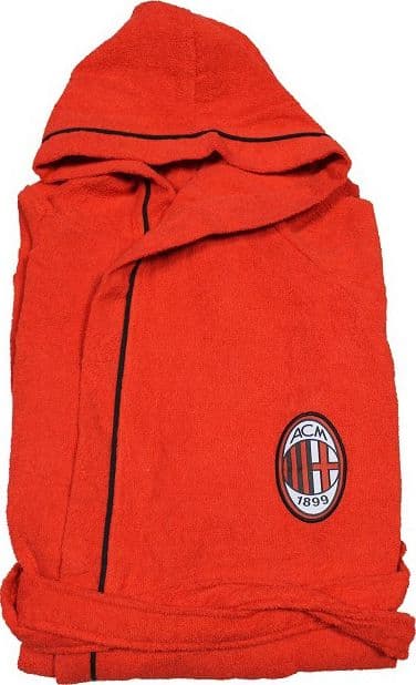Hermet ACCAPPATOIO BAMBINI CON CAPPUCCIO UFFICIALE MILAN COLORE ROSSO MICROSPUGNA - 2