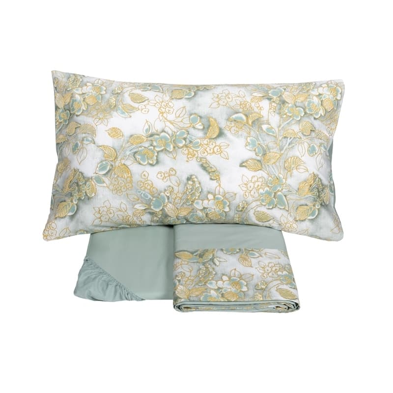 Completo lenzuola matrimoniale chinoiserie in raso di puro cotone 300 T.C. - Fazzini - 9