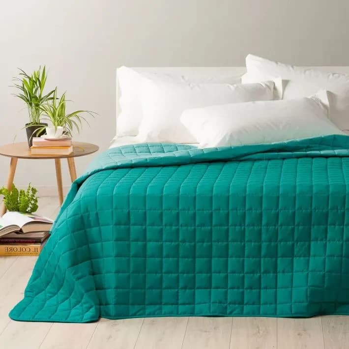 Copriletto trapuntato modern double in microfibra tinta unita - Caleffi - 17