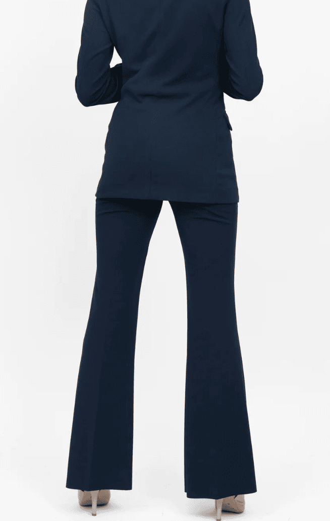 Pantalone con elastico blu flare - 7