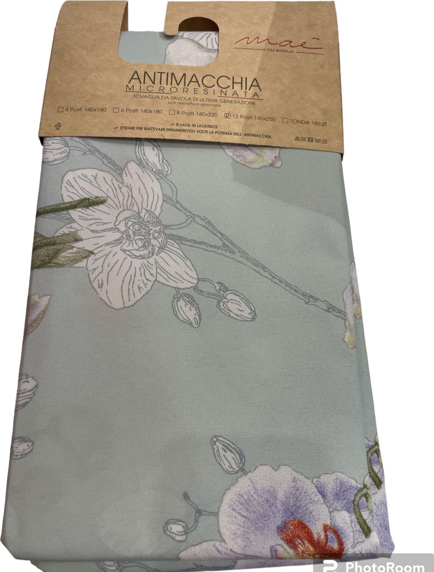 Tovaglia antimacchia microresinata maè – via roma 60 – 12 posti 140x250 cm – tessuto