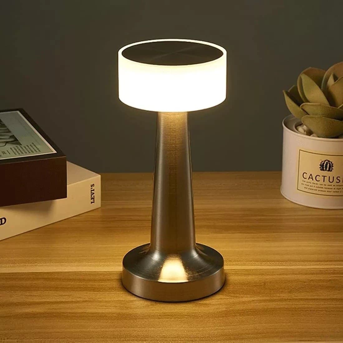 LAMPADA DA TAVOLO TOUCH LED RICARICABILE USB LUCE DECORATIVA 3 COLORI SENZA FILI - 19