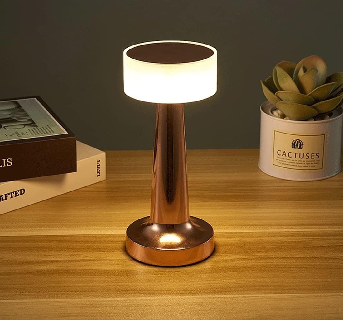 LAMPADA DA TAVOLO TOUCH LED RICARICABILE USB LUCE DECORATIVA 3 COLORI SENZA FILI - 8