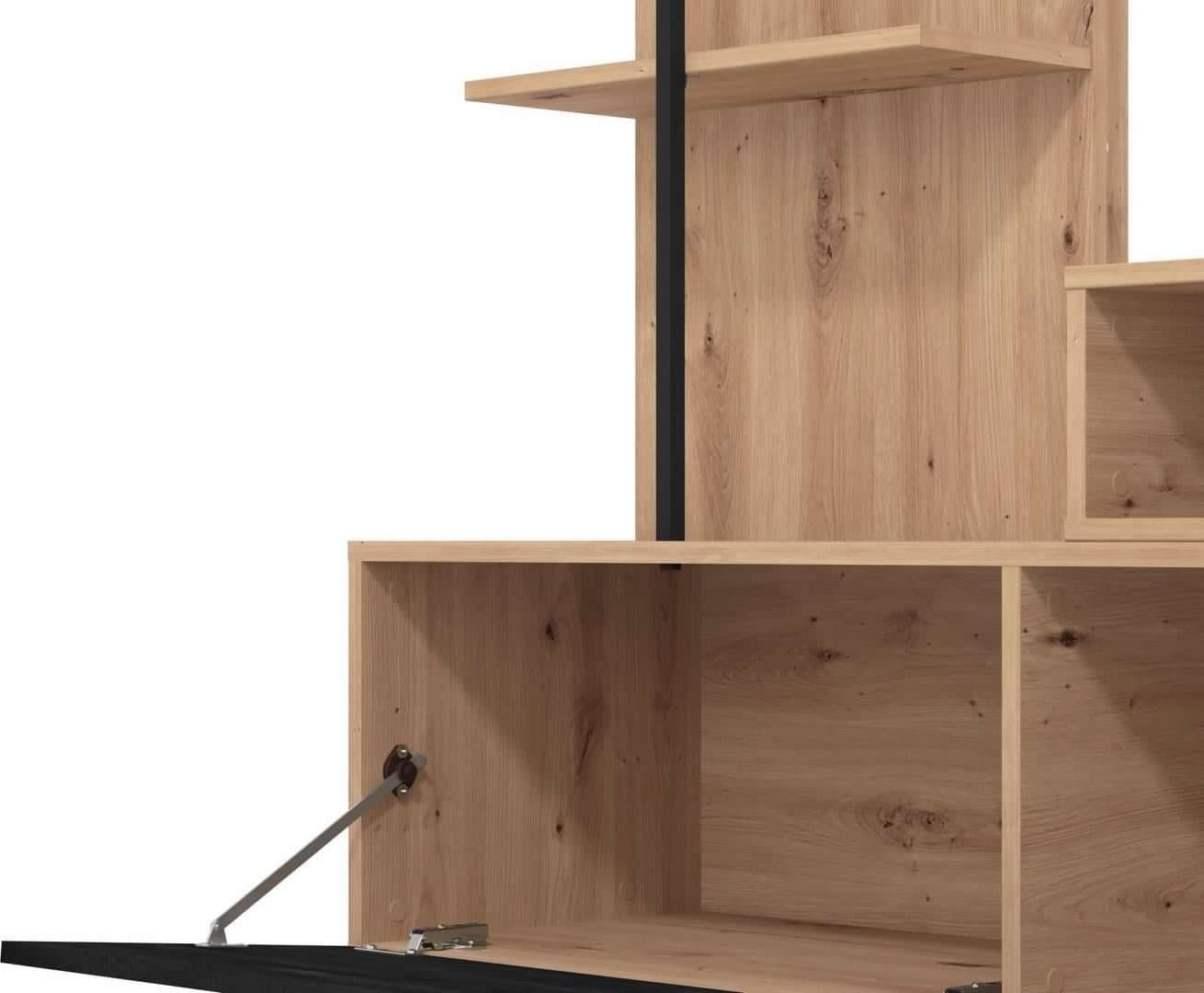 Parete da soggiorno "Emily", porta TV con mensole, color rovere antico e carbonio, 205,5 x 41,5 x 173 cm in Pareti attrezzate Decor Space - Altamura, commercioVirtuoso.it