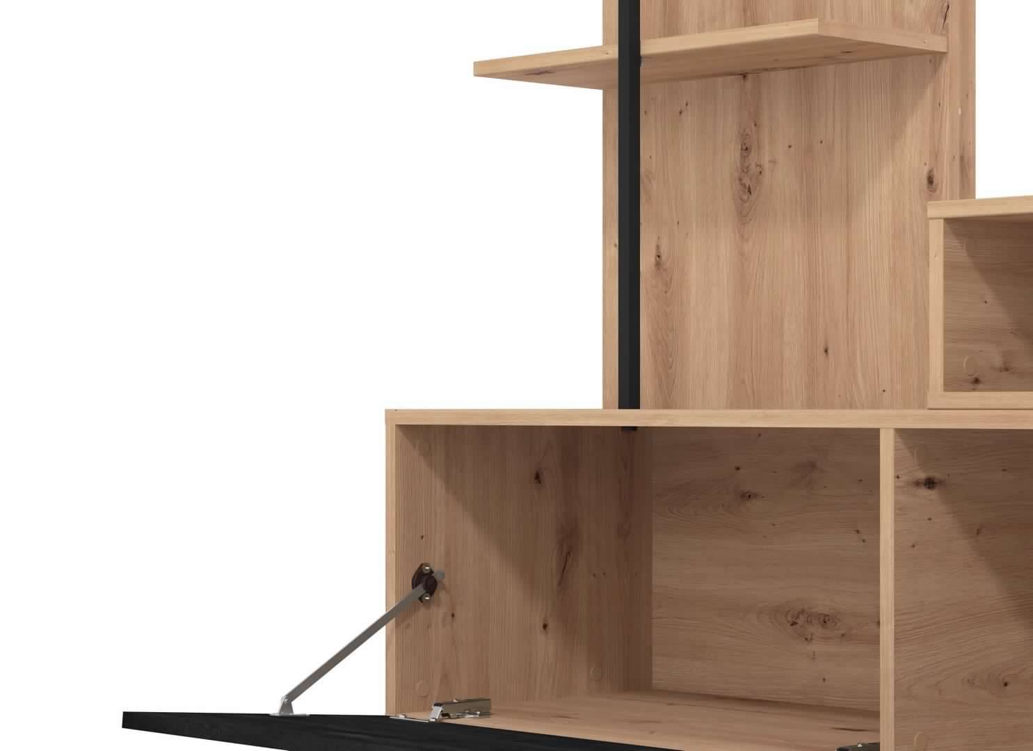 Parete da soggiorno "Emily", porta TV con mensole, color rovere antico e carbonio, 205,5 x 41,5 x 173 cm in Pareti attrezzate Decor Space - Altamura, commercioVirtuoso.it