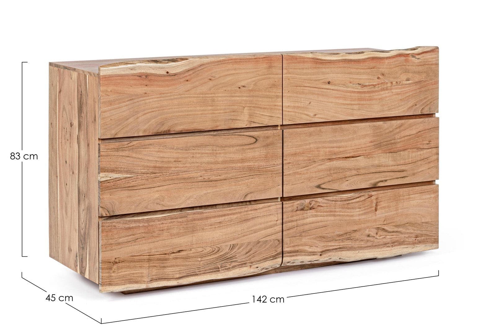 Cassettiera "Aron" per interno, con 6 Cassetti, 146 x 48 x 89 cm in Cassettiere Decor Space - Altamura, commercioVirtuoso.it