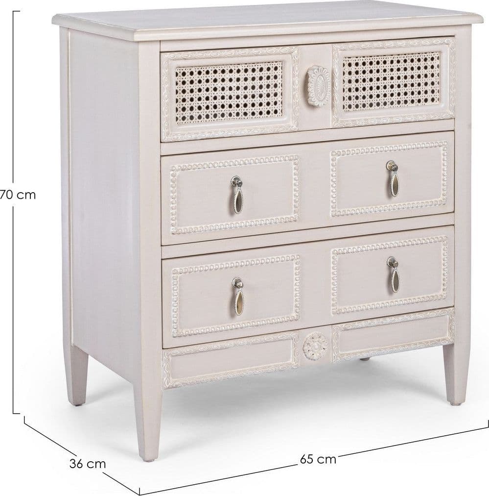 Cassettiera "Eunice" per interno, con 3 Cassetti, 69 x 40 x 75 cm in Cassettiere Decor Space - Altamura, commercioVirtuoso.it