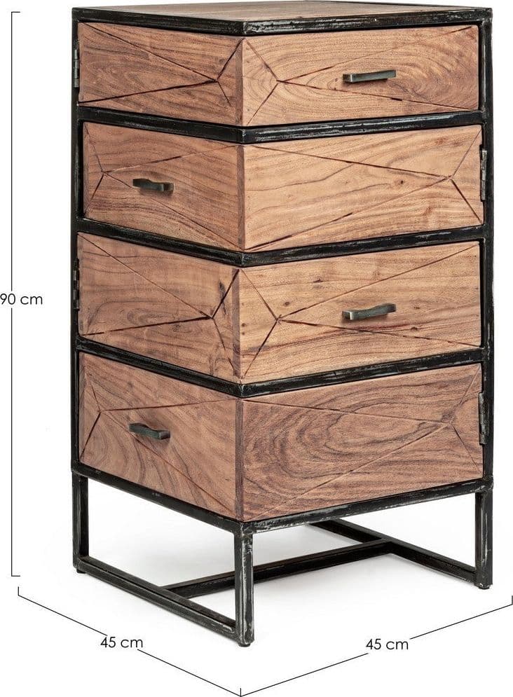 Cassettiera "Egon" per interno, con 4 Cassetti, 49.5 x 49.5 x 95 cm in Cassettiere Decor Space - Altamura, commercioVirtuoso.it