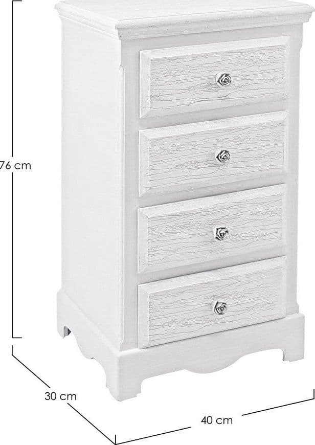 Cassettiera "Blanc" per interno, con 4 Cassetti, 87 x 47 x 88 cm in Cassettiere Decor Space - Altamura, commercioVirtuoso.it