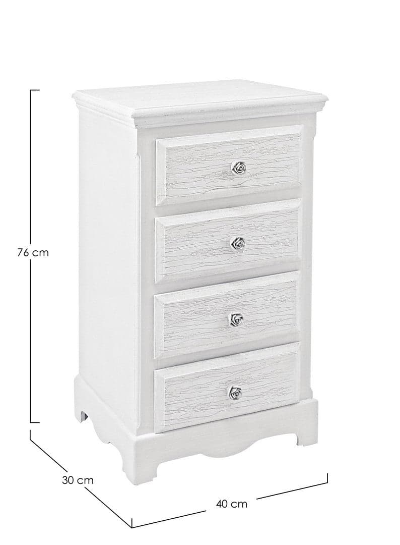 Cassettiera "Blanc" per interno, con 4 Cassetti, 87 x 47 x 88 cm in Cassettiere Decor Space - Altamura, commercioVirtuoso.it