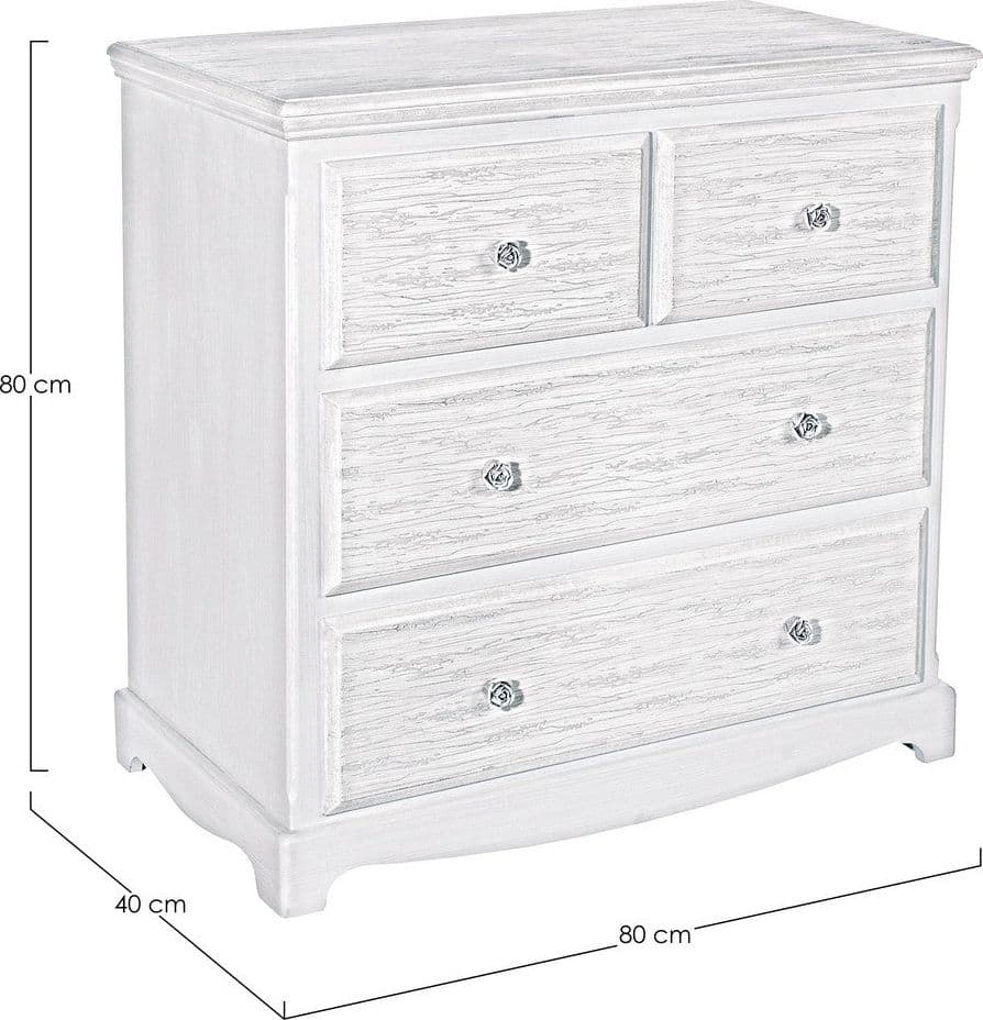 Cassettiera "Blanc" per interno, con 4 Cassetti, 87 x 47 x 88 cm in Cassettiere Decor Space - Altamura, commercioVirtuoso.it