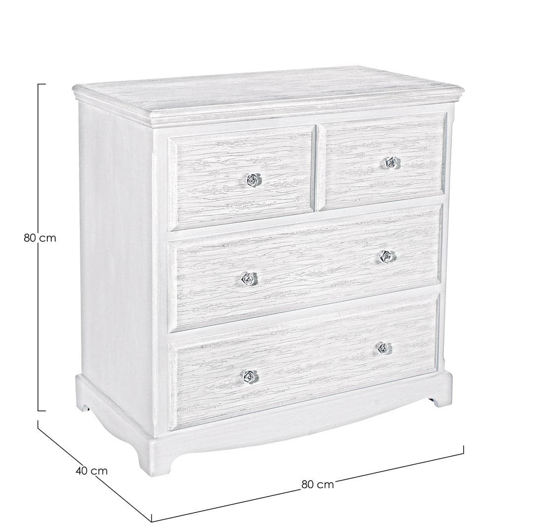 Cassettiera "Blanc" per interno, con 4 Cassetti, 87 x 47 x 88 cm in Cassettiere Decor Space - Altamura, commercioVirtuoso.it