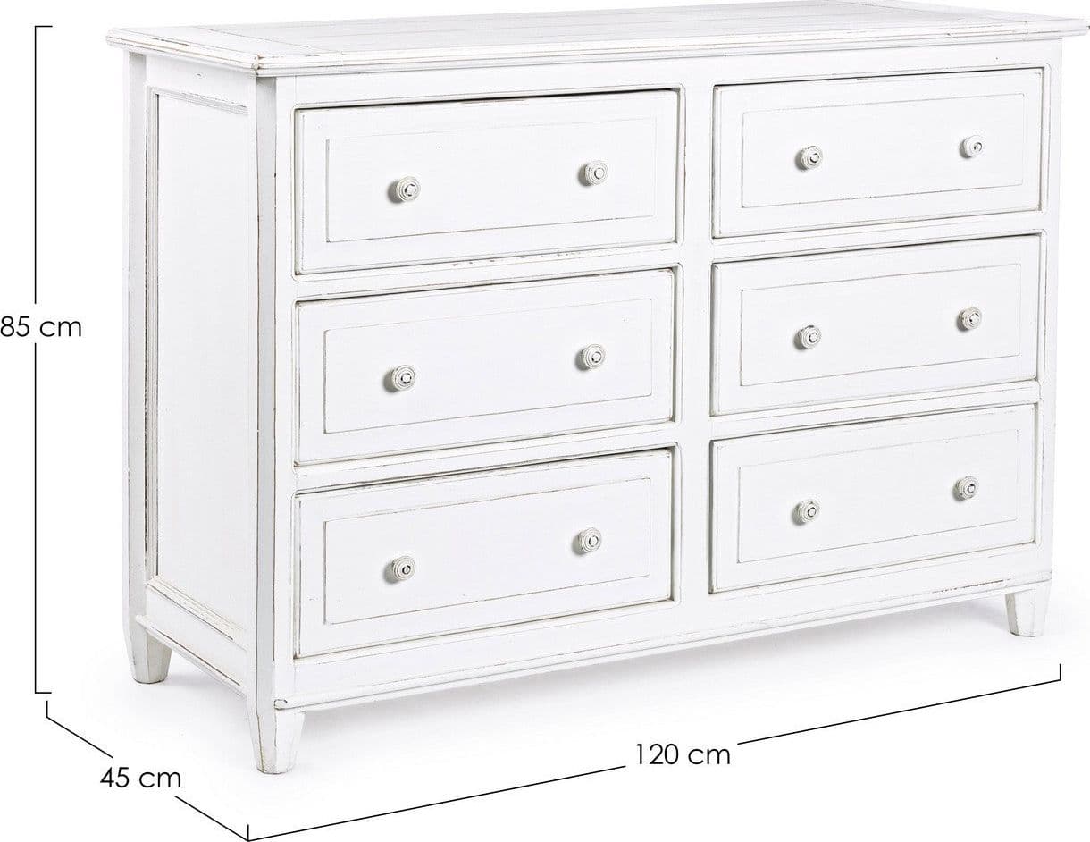 Cassettiera "Colette" per interno, con 6 Cassetti, 124 x 49 x 89 cm in Cassettiere Decor Space - Altamura, commercioVirtuoso.it