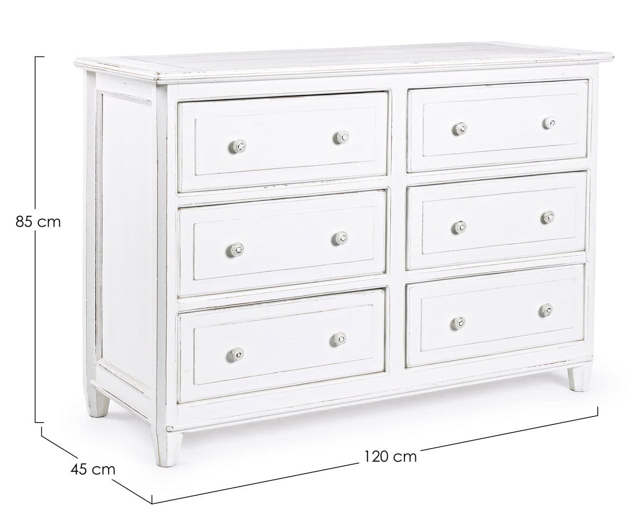 Cassettiera "Colette" per interno, con 6 Cassetti, 124 x 49 x 89 cm in Cassettiere Decor Space - Altamura, commercioVirtuoso.it