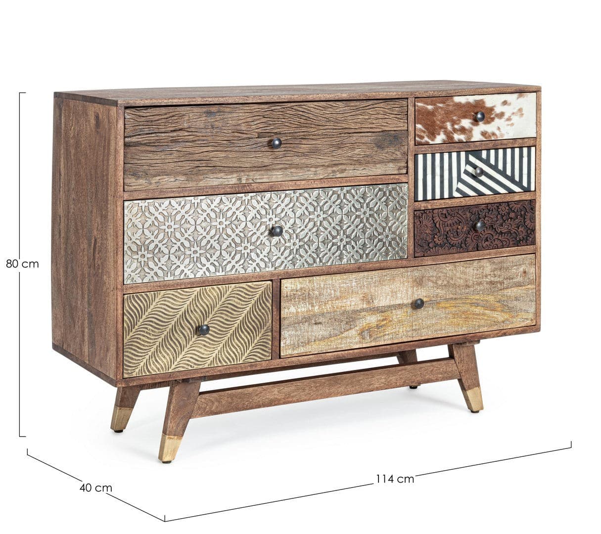Cassettiera "Dhaval" per interno, con 7 Cassetti, 116 x 46 x 71 cm in Cassettiere Decor Space - Altamura, commercioVirtuoso.it