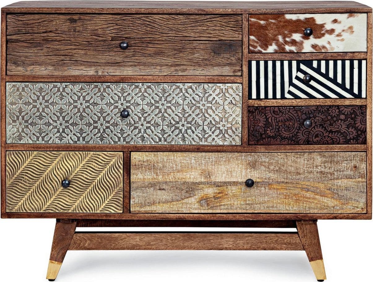 Cassettiera "Dhaval" per interno, con 7 Cassetti, 116 x 46 x 71 cm in Cassettiere Decor Space - Altamura, commercioVirtuoso.it