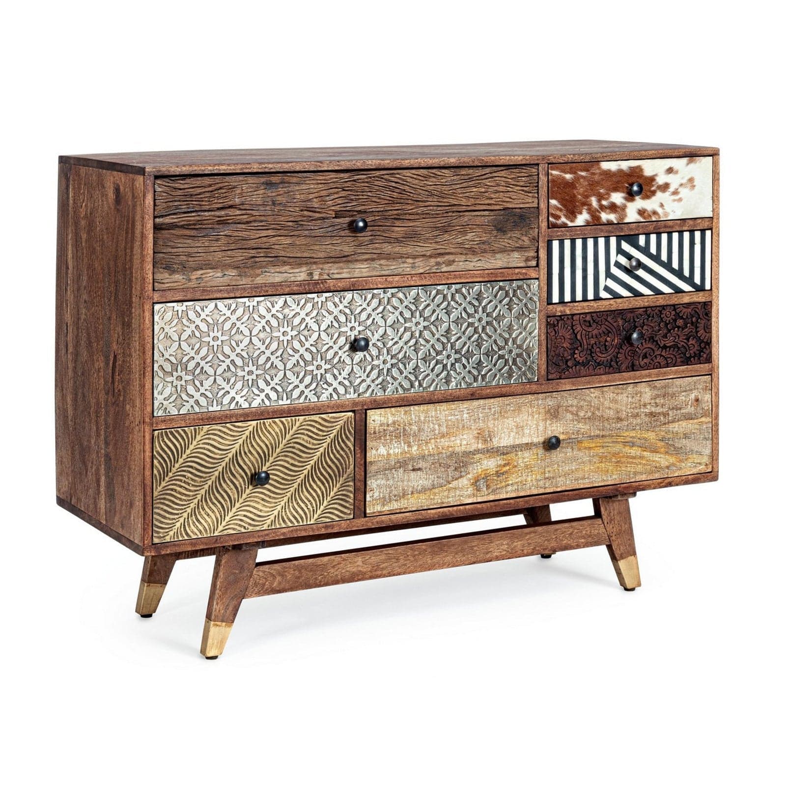 Cassettiera "Dhaval" per interno, con 7 Cassetti, 116 x 46 x 71 cm in Cassettiere Decor Space - Altamura, commercioVirtuoso.it