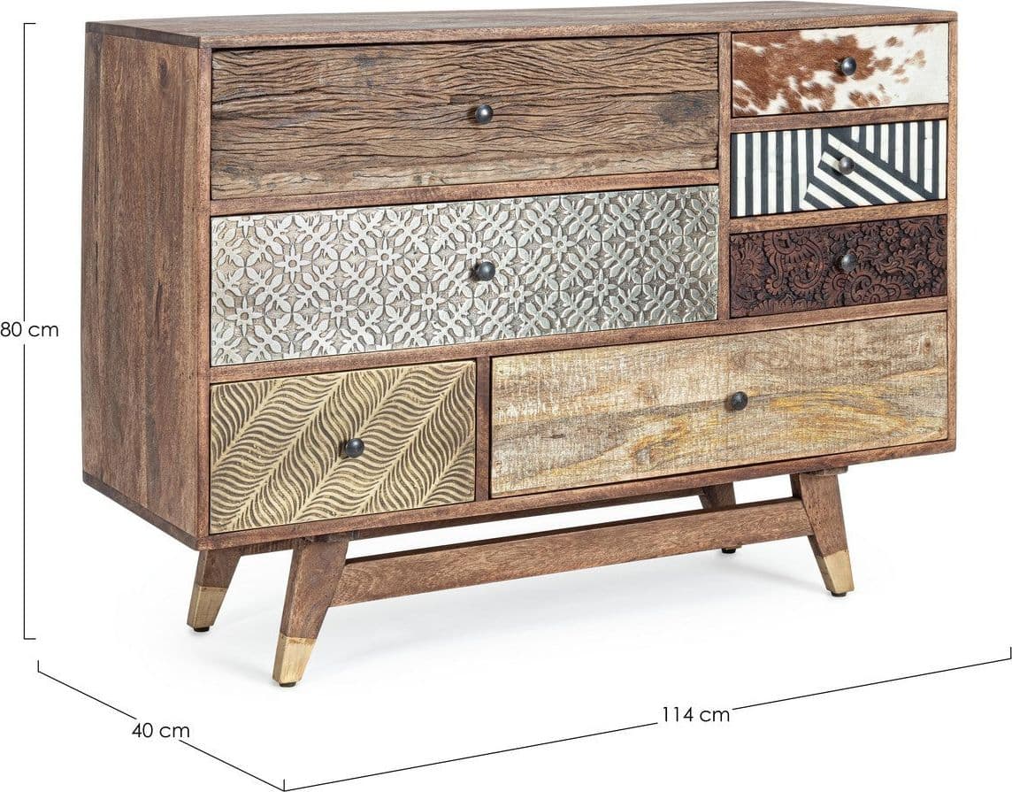 Cassettiera "Dhaval" per interno, con 7 Cassetti, 116 x 46 x 71 cm in Cassettiere Decor Space - Altamura, commercioVirtuoso.it