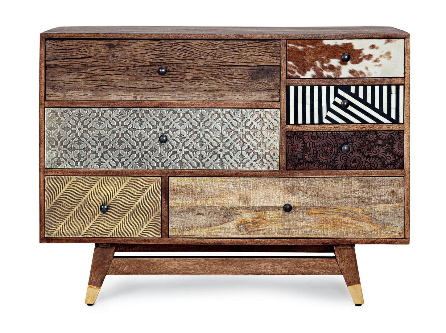 Cassettiera "Dhaval" per interno, con 7 Cassetti, 116 x 46 x 71 cm in Cassettiere Decor Space - Altamura, commercioVirtuoso.it