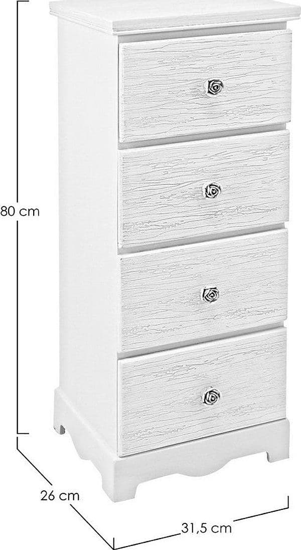 Cassettiera "Blanc" per interno, con 7 Cassetti, 33.5 x 27.5 x 94 cm in Cassettiere Decor Space - Altamura, commercioVirtuoso.it