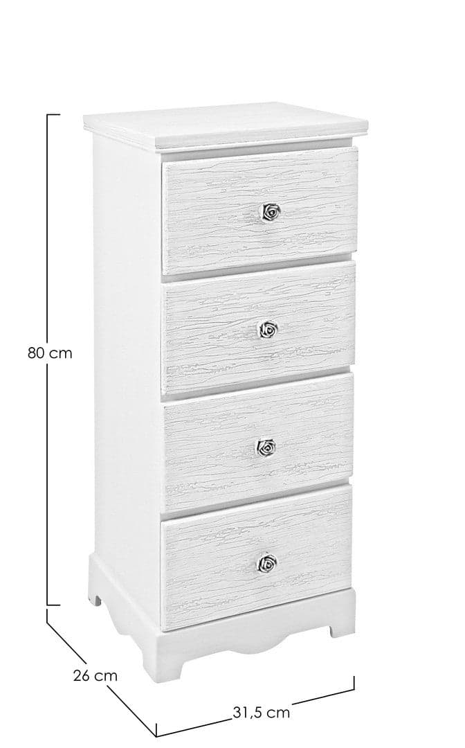 Cassettiera "Blanc" per interno, con 7 Cassetti, 33.5 x 27.5 x 94 cm in Cassettiere Decor Space - Altamura, commercioVirtuoso.it