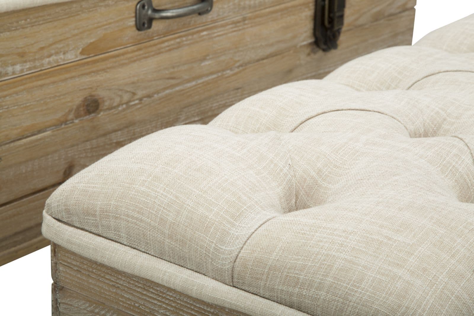 Panca in tessuto con contenitore in legno gambe in ferro per interni set da 2 in Panche contenitore Decor Space - Altamura, commercioVirtuoso.it