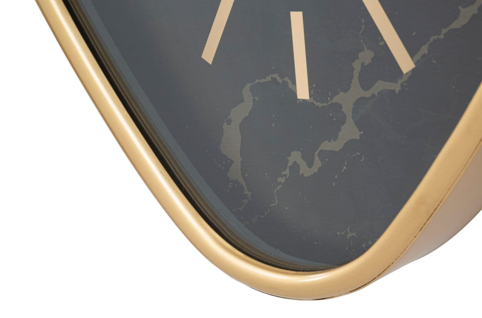Orologio da parete triangolare in ferro color oro e nero per salotto e cucina in Orologi da parete Decor Space - Altamura, commercioVirtuoso.it