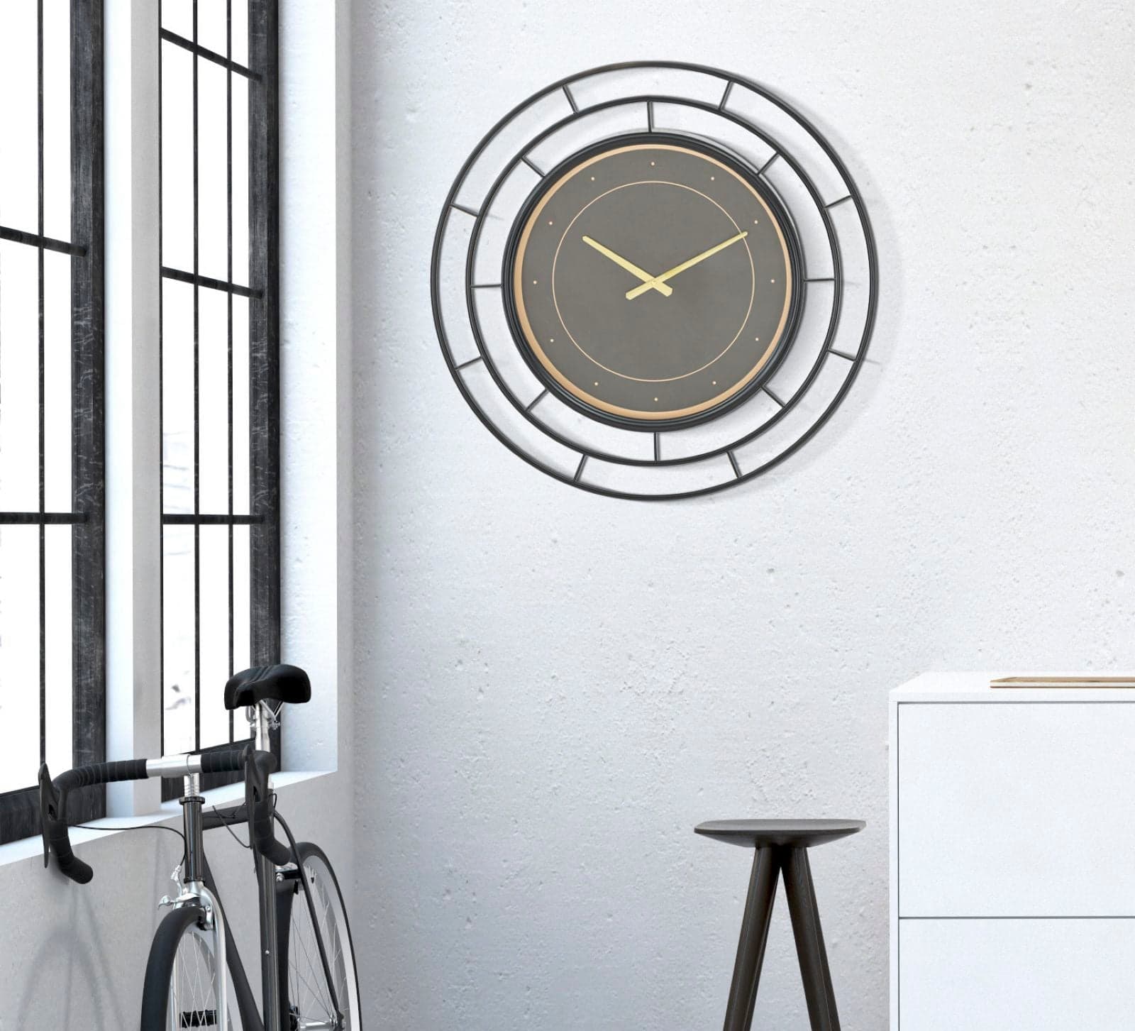Orologio da parete in ferro color nero per salotto e cucina in Orologi da parete Decor Space - Altamura, commercioVirtuoso.it