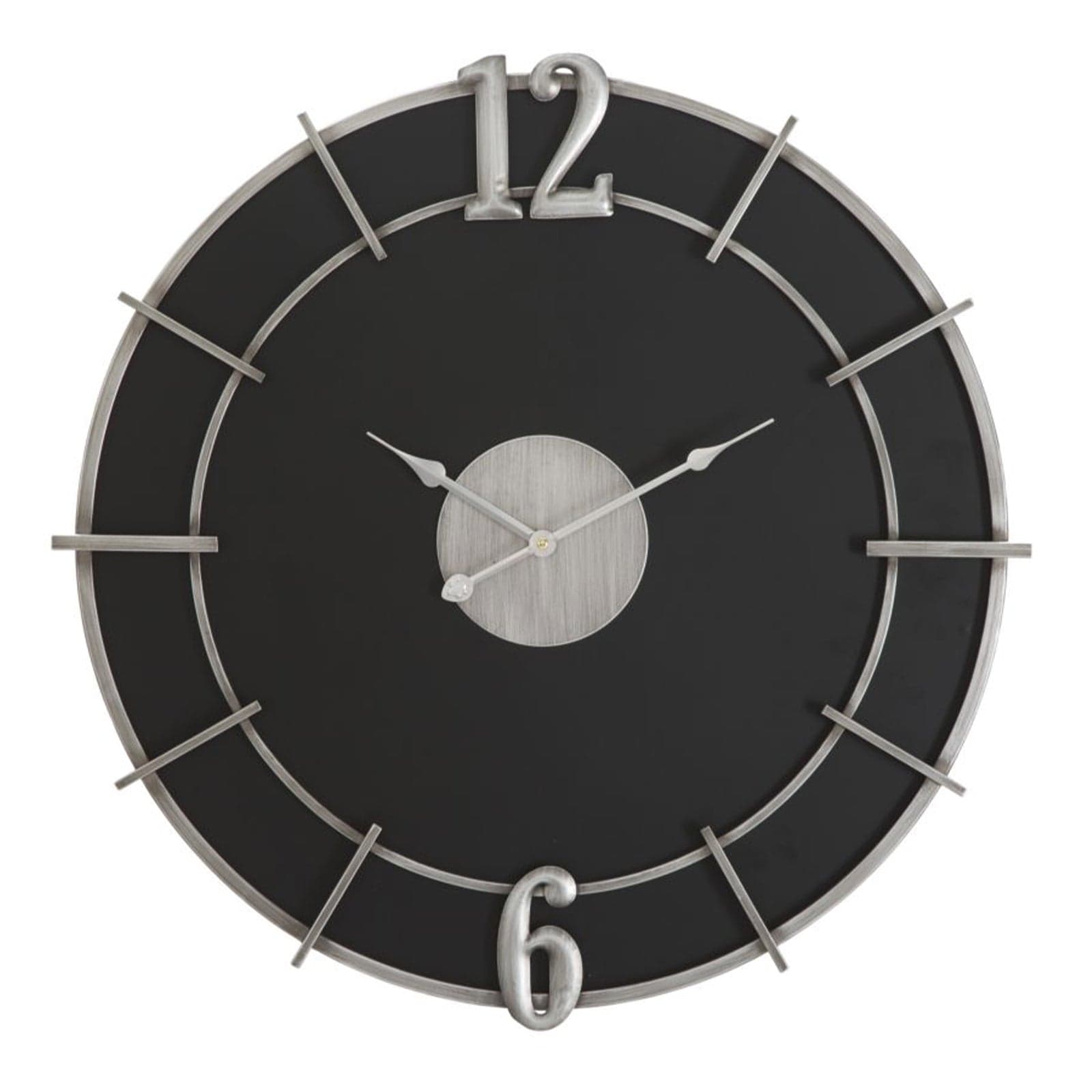 Orologio da parete in legno MDF e ferro color nero e argento per salotto e cucina in Orologi da parete Decor Space - Altamura, commercioVirtuoso.it