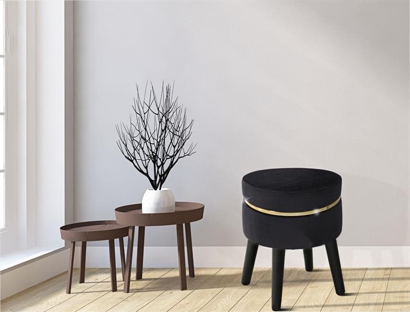 Sgabello in poliestere gambe in legno colore nero per interni in Sgabelli Decor Space - Altamura, commercioVirtuoso.it