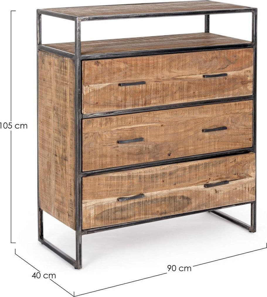 Cassettiera "Elmer" per interno, con 3 Cassetti, 94 x 44.5 x 109.5 cm in Cassettiere Decor Space - Altamura, commercioVirtuoso.it