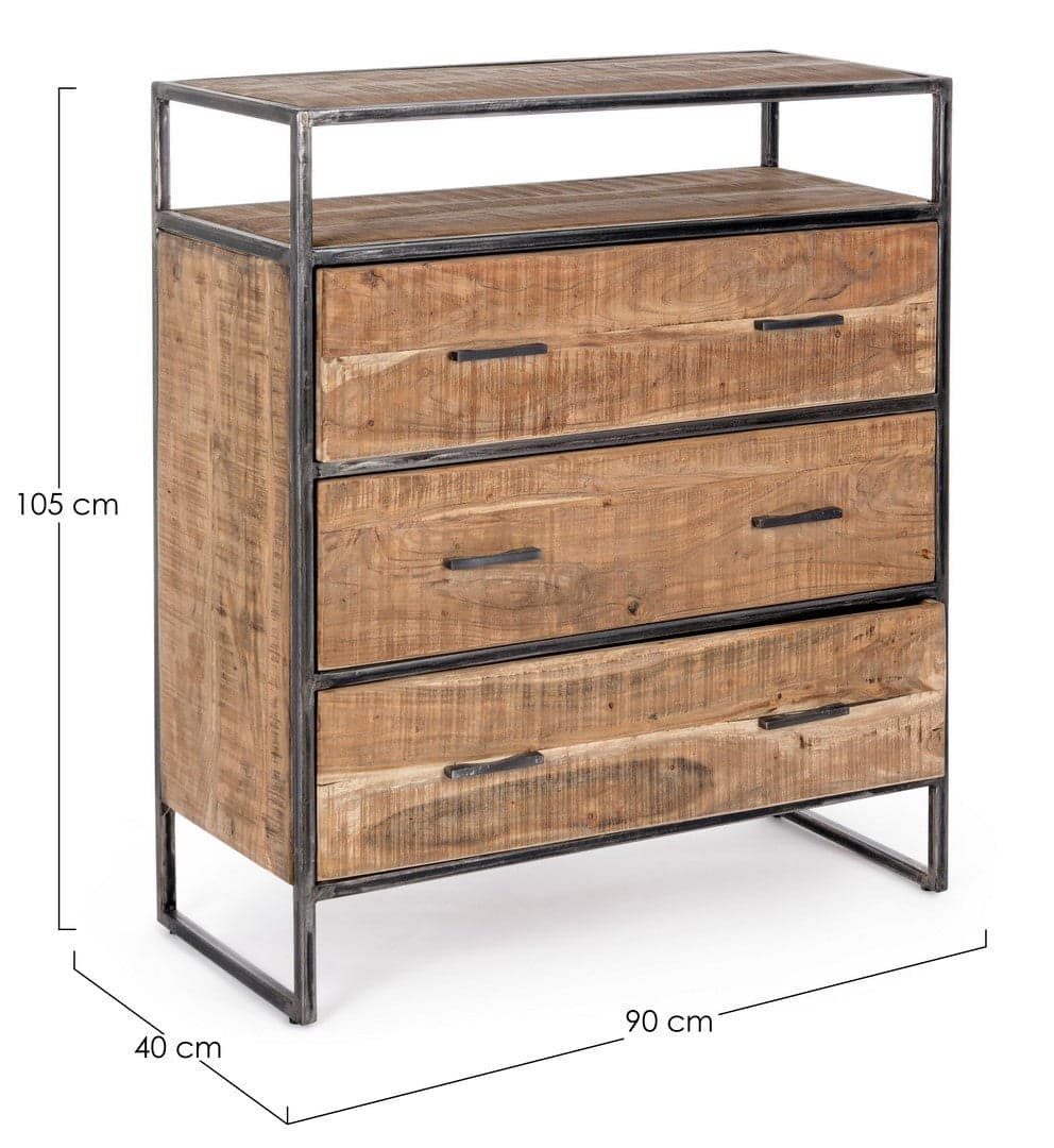 Cassettiera "Elmer" per interno, con 3 Cassetti, 94 x 44.5 x 109.5 cm in Cassettiere Decor Space - Altamura, commercioVirtuoso.it