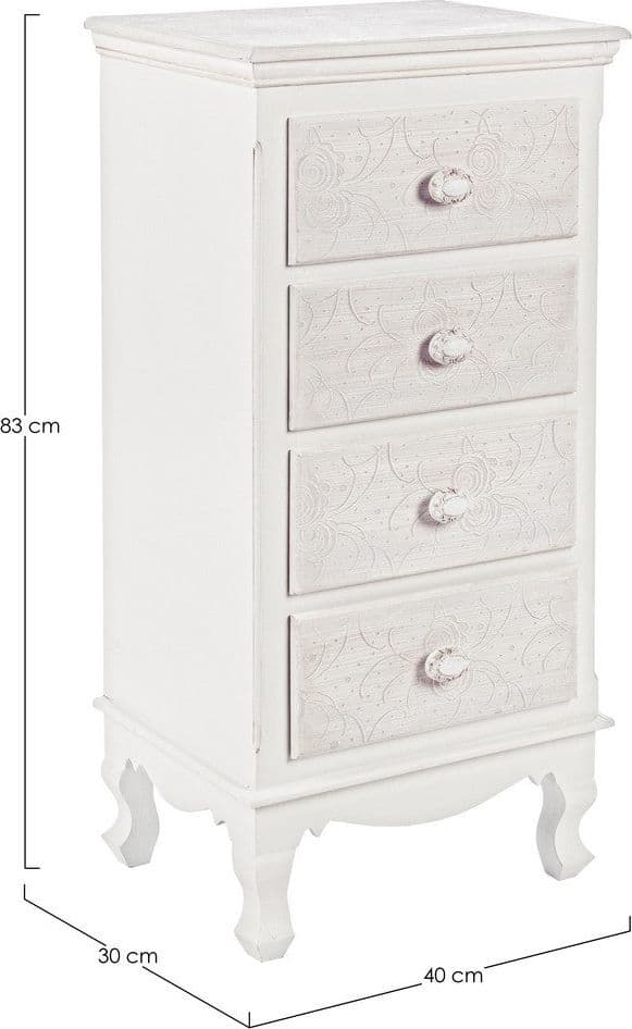 Cassettiera "Clorine" per interno, con 4 Cassetti, 45 x 34.5 x 87.5 cm in Cassettiere Decor Space - Altamura, commercioVirtuoso.it